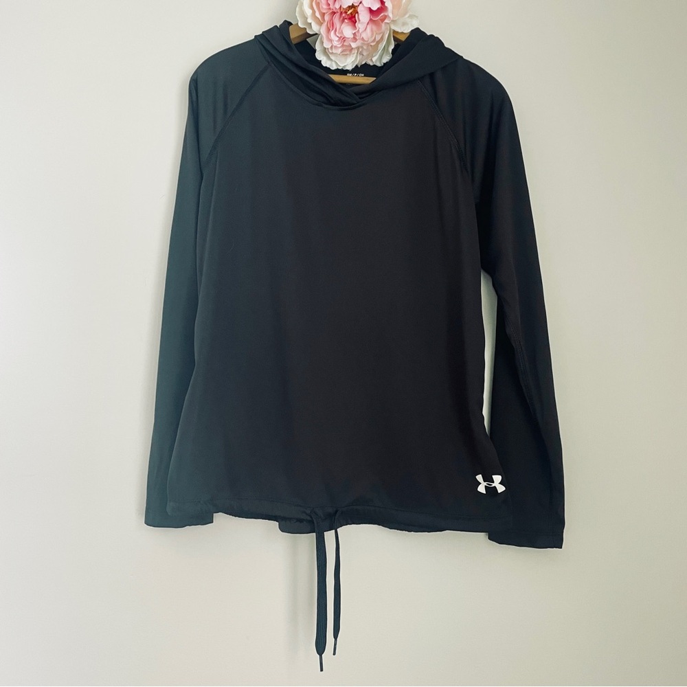 Under Armour Black HeatGear Velocity Twist Hoodie Small Semi-Sheer Translucent